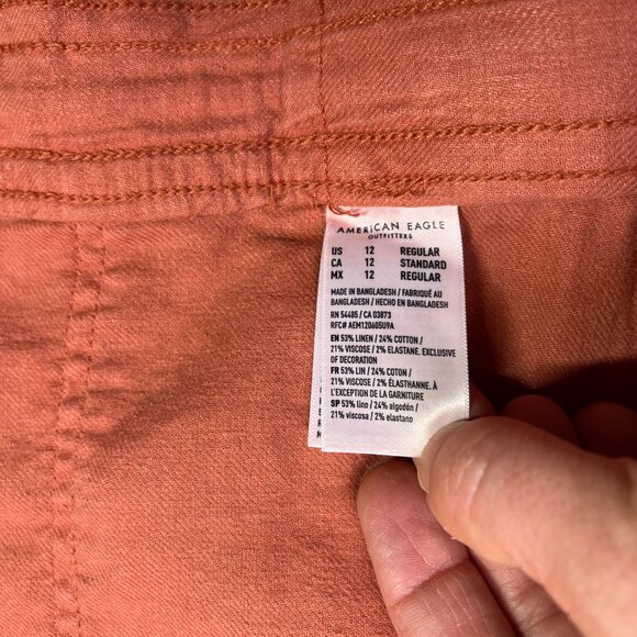 American Eagle Size 12 Dream Drape Baggy Wide Leg Pants Terra Cotta Orange - Picture 13 of 13